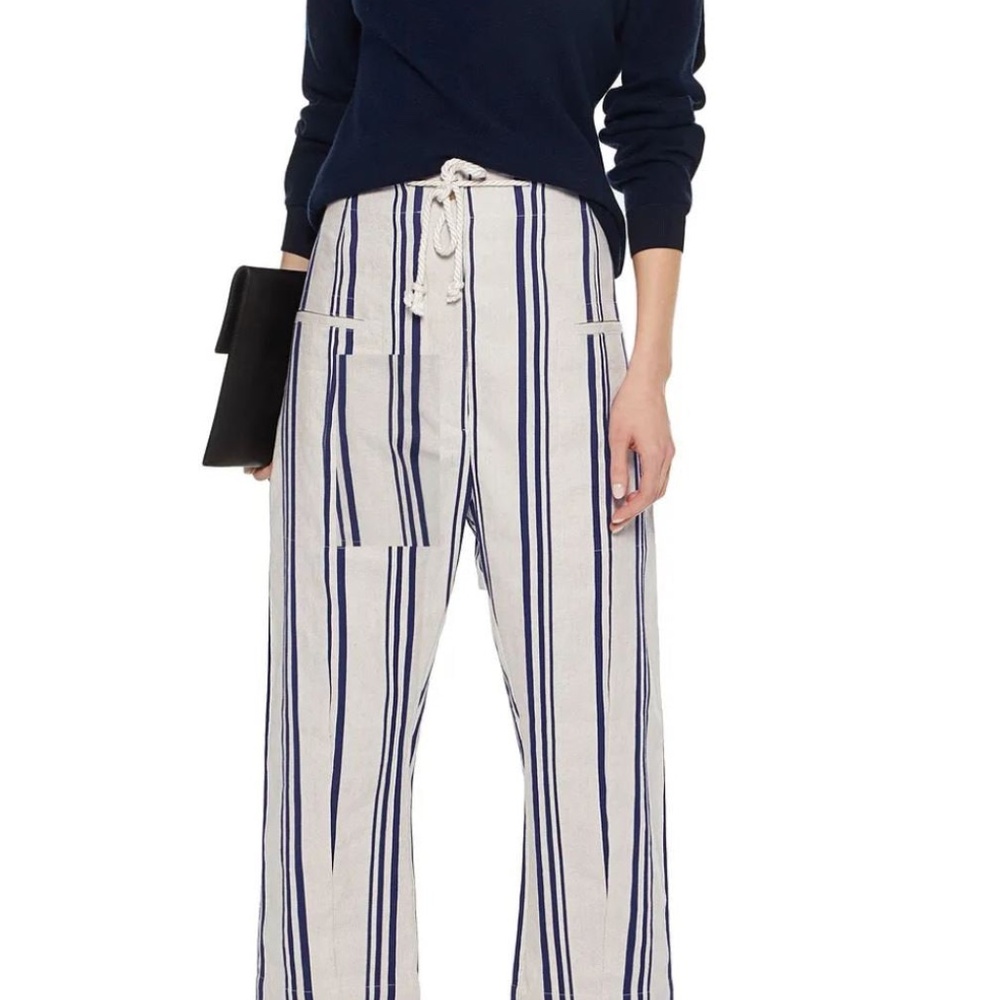 Joseph  Striped Cotton and Linen Pant